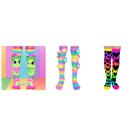 MADMIA 3-Pack Best Friend Love, Daisy & Sunset Knee High Socks - Kids & Adults Ages 6-99