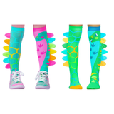 MADMIA 2-Pack Dino Roar Knee High Socks - Kids & Adults Ages 6-99 (Crazy Sock Day)
