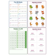 4-Pack First Words & Numbers Educational Posters Set - A4 Matte Laminated Prints (210x297mm)