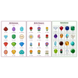 3-Pack Gems, Birthstones & Birth Flowers Educational Posters Set - A4 Matte Laminated Prints (210x297mm)