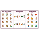 3-Pack Myths & Legends Educational Posters Set - A4 Matte Laminated Prints (210x297mm)