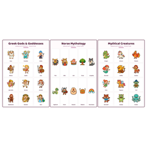 3-Pack Myths & Legends Educational Posters Set - A4 Matte Laminated Prints (210x297mm)