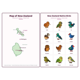 2-Pack New Zealand Educational Posters Set - A4 Matte Laminated Prints (210x297mm)