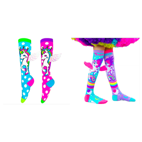 MADMIA 2-Pack Unicorn & Pony Girls Knee High Socks - Toddlers Ages 3-5 (Crazy Sock Day)