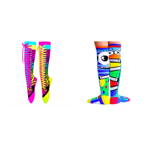MADMIA 2-Pack Safari & Monster Knee High Socks - Toddlers Ages 3-5 (Crazy Sock Day)