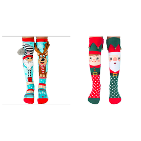 MADMIA 2-Pack Christmas Knee High Socks - Toddlers Ages 3-5 (Crazy Sock Day)