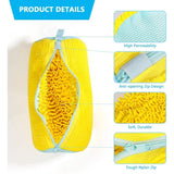 Durable Shoe Washing Machine Bag - Yellow with Blue Zipper, Protective Laundry Bag with Fluffy Interior for Sneakers, Casual, Mesh & Canvas Shoes