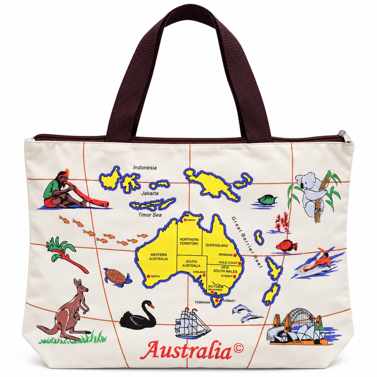 Australia Map Tote Bag w/ Handles - Souvenir Gift/Beach Bag (28x38cm)