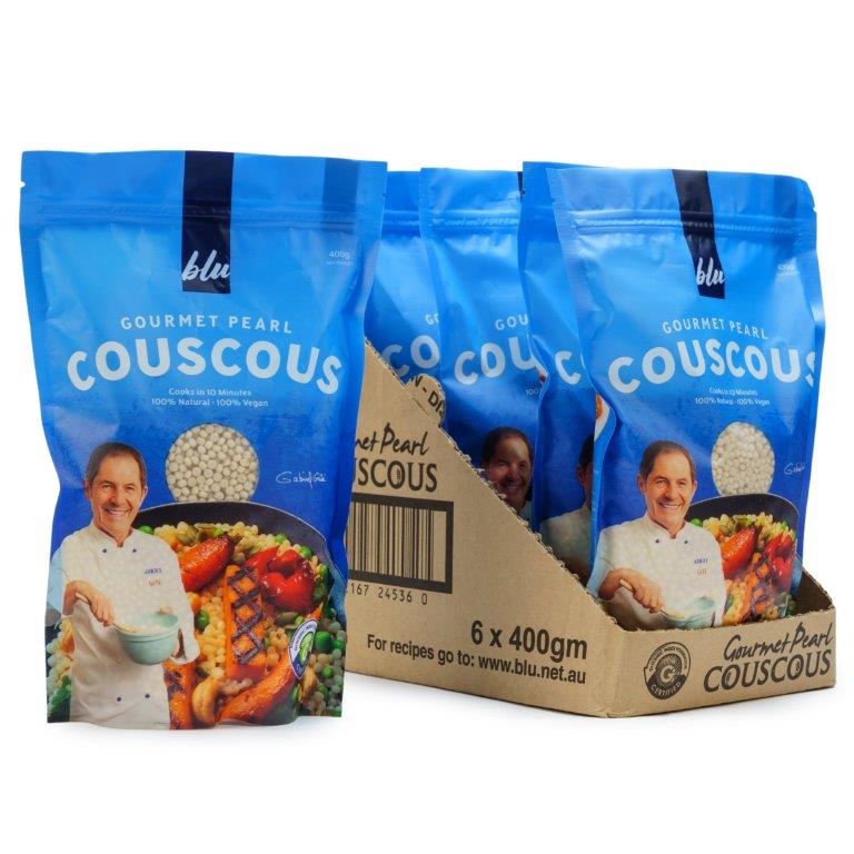 6x Blu Gourmet Pearl Couscous 400g - 100% Natural (Cooks in 10 Minutes) Bulk Box