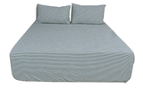 Green Fine Stripe Pure Cotton Fitted Bed Sheet + Pillowcase Set