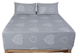 Damask Heart Pure Cotton Fitted Bed Sheet + Pillowcase Set