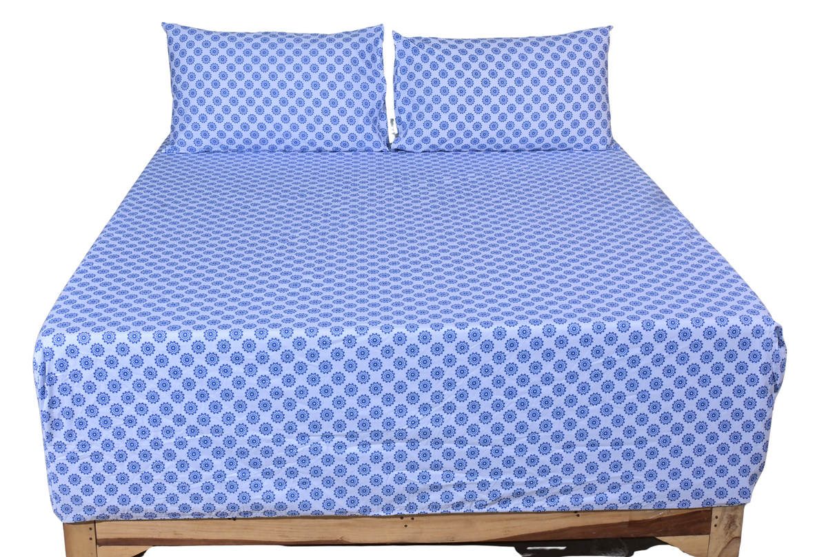 Indi Pure Cotton Fitted Bed Sheet + Pillowcase Set