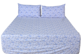 Azure Sprig Pure Cotton Fitted Bed Sheet + Pillowcase Set