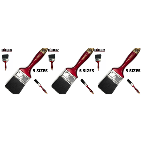 3x Biber Paint Brushes - Professional Straight Painting Brush (Oil/Acrylic/Alkyd) (Bulk Pack)