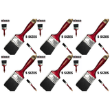 6x Biber Paint Brushes Bulk Pack - Professional Straight Painting Brush (Oil/Acrylic/Alkyd)