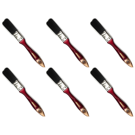 6x Biber Paint Brushes - Professional Straight Painting Brush (Oil/Acrylic/Alkyd) (Bulk Pack) - 1" (25.4mm)