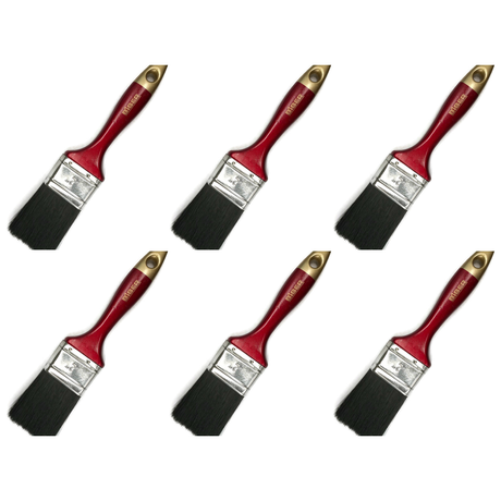 6x Biber Paint Brushes - Professional Straight Painting Brush (Oil/Acrylic/Alkyd) (Bulk Pack) - 2" (50mm)