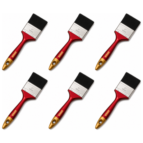 6x 2" Biber Paint Brush (50mm) Bulk Pack - Professional Straight Art Brush (Oil/Acrylic/Alkyd)