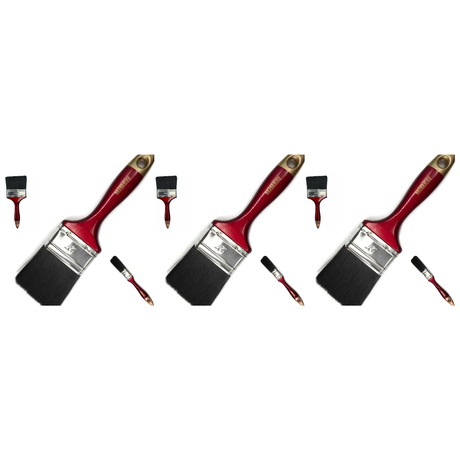 3x Biber Paint Brushes - Professional Straight Painting Brush (Oil/Acrylic/Alkyd) (Bulk Pack) - 3" (75mm)