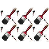 6x Biber Paint Brushes Bulk Pack - Professional Straight Painting Brush (Oil/Acrylic/Alkyd)
