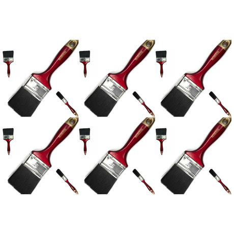 6x Biber Paint Brushes - Professional Straight Painting Brush (Oil/Acrylic/Alkyd) (Bulk Pack) - 3" (75mm)