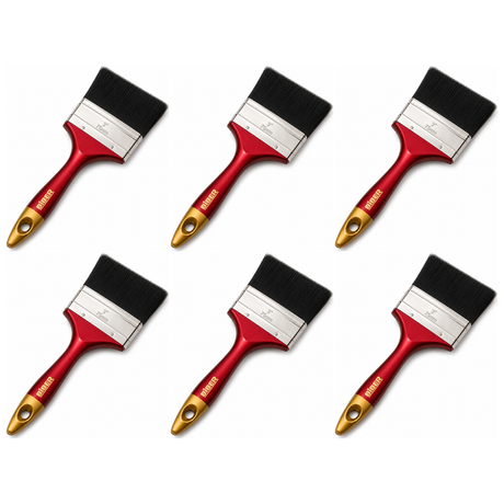 6x 3" Biber Paint Brush (75mm) Bulk Pack - Professional Straight Art Brush (Oil/Acrylic/Alkyd)