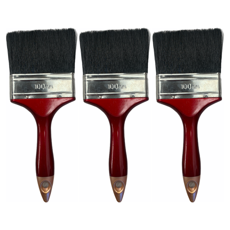 3x Biber Paint Brushes - Professional Straight Painting Brush (Oil/Acrylic/Alkyd) (Bulk Pack) - 4" (100mm)