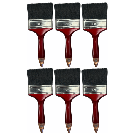 6x Biber Paint Brushes - Professional Straight Painting Brush (Oil/Acrylic/Alkyd) (Bulk Pack) - 4" (100mm)