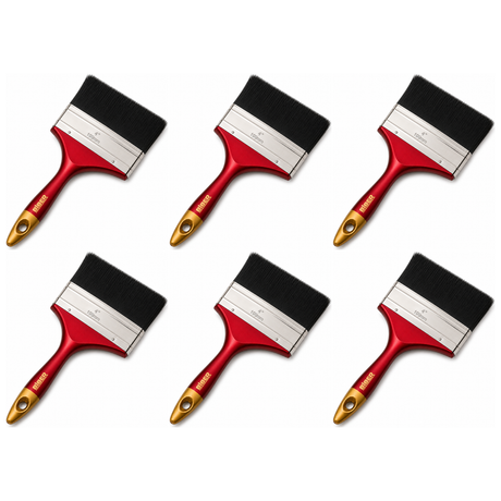 6x 4" Biber Paint Brush (100mm) Bulk Pack - Professional Straight Art Brush (Oil/Acrylic/Alkyd)
