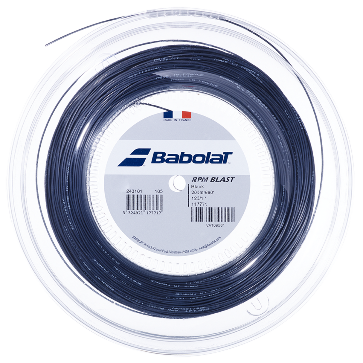 Babolat RPM Blast 17/1.25 Tennis String Reel Spool - 200m Black