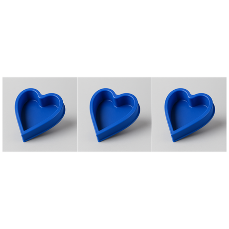 3x Heart-Shaped Silicone Baking Mould (Non-Stick) Pack - Blue