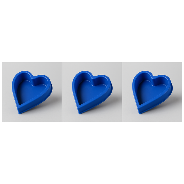 3x Heart-Shaped Silicone Baking Mould (Non-Stick) Pack - Blue