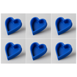 6x Heart-Shaped Silicone Baking Mould (Non-Stick) Bulk Pack - Blue