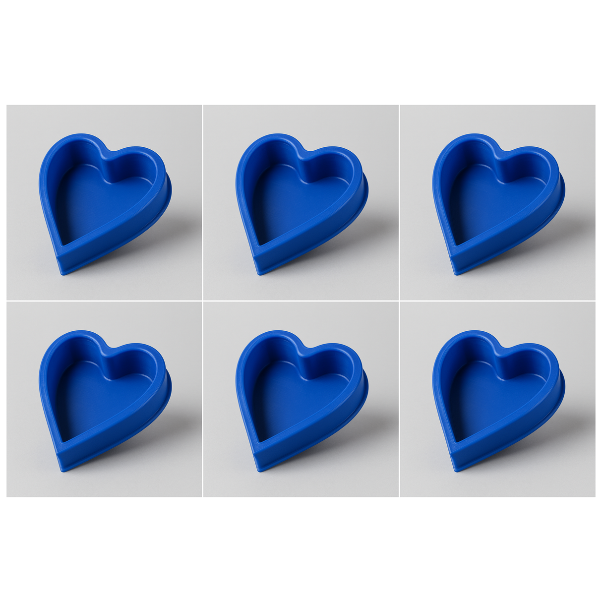 6x Heart-Shaped Silicone Baking Mould (Non-Stick) Bulk Pack - Blue