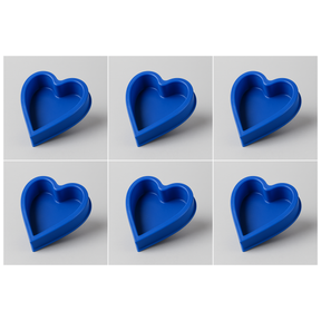 6x Heart-Shaped Silicone Baking Mould (Non-Stick) Bulk Pack - Blue