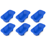 6x Silicone Loaf Non-Stick Pan  Bulk Pack - Bread Mould Baking Tray (Blue)