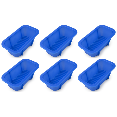 6x Silicone Loaf Non-Stick Pan  Bulk Pack - Bread Mould Baking Tray (Blue)