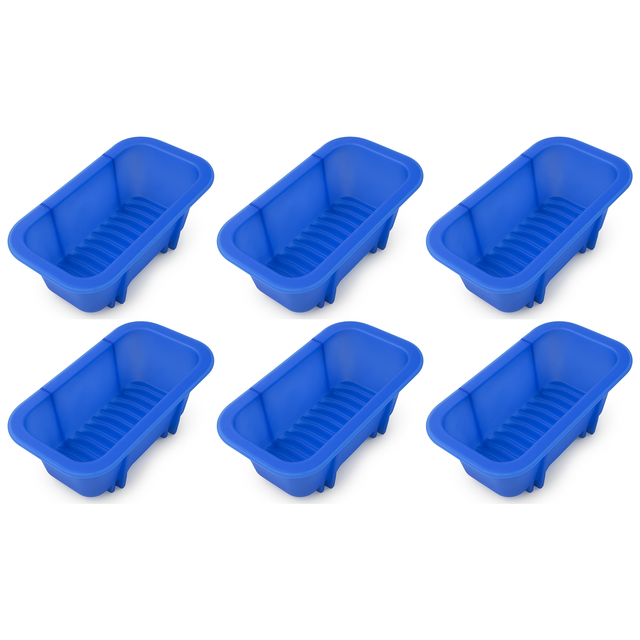 6x Silicone Loaf Non-Stick Pan  Bulk Pack - Bread Mould Baking Tray (Blue)