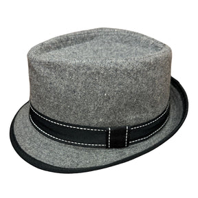 Blake Mens Charcoal Herringbone Pork Pie Trilby Hat - Grey S/M (Stingy Brim)