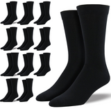 12 Pairs Bamboo Derived Loose Top Socks Bulk Pack - Black (Diabetic Comfort Circulation)