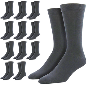 12 Pairs Premium Bamboo Loose Top Socks Diabetic Diabetes Circulation Eco Sox - Grey - 11-14