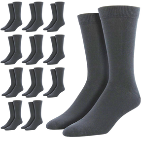 12 Pairs Bamboo Derived Loose Top Socks Bulk Pack - Grey (Diabetic Comfort Circulation)