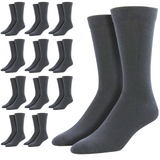 12 Pairs Bamboo Derived Loose Top Socks Diabetic Comfort Circulation - Grey