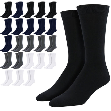 24 Pairs Bamboo Derived Loose Top Socks Bulk Pack - Assorted (Diabetic Comfort Circulation)