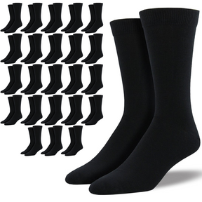 24 Pairs Bamboo Derived Loose Top Socks Bulk Pack - Black (Diabetic Comfort Circulation)