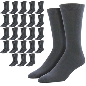 24 Pairs Bamboo Derived Loose Top Socks Bulk Pack - Grey (Diabetic Comfort Circulation)