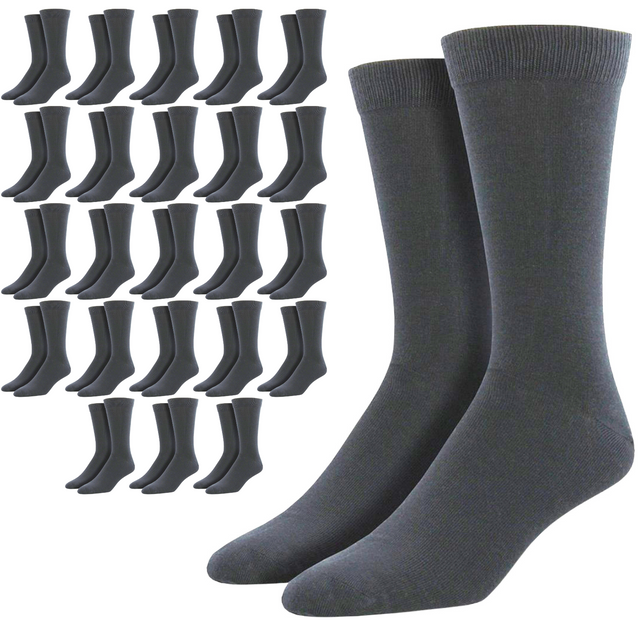 24 Pairs Bamboo Derived Loose Top Socks Bulk Pack - Grey (Diabetic Comfort Circulation)