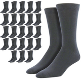 24 Pairs Bamboo Derived Loose Top Socks Bulk Pack - Grey (Diabetic Comfort Circulation)
