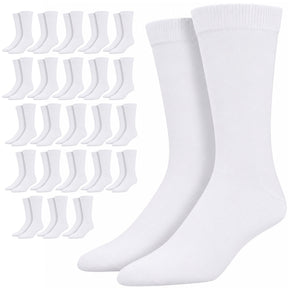 24 Pairs Bamboo Derived Loose Top Socks Bulk Pack - White (Diabetic Comfort Circulation)