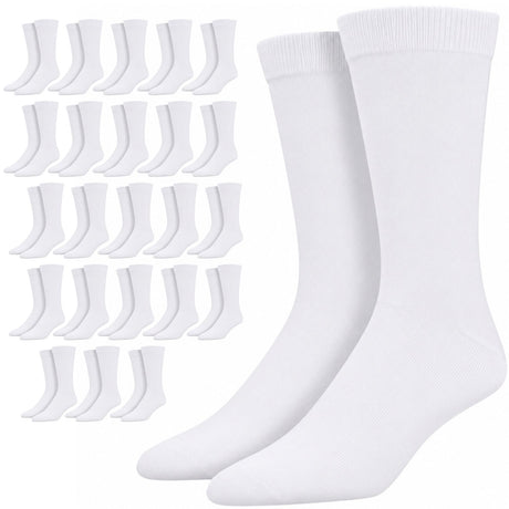 24 Pairs Bamboo Derived Loose Top Socks Bulk Pack - White (Diabetic Comfort Circulation)